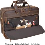 Large Leather Business Briefcase for Men 18" Napa Leather Laptop Case Messenger Bag Fits 17.3" Laptop (Black) - Image 3